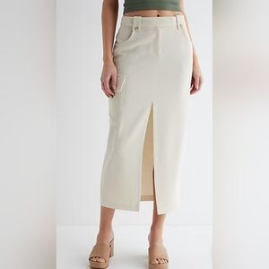 EXPRESS mid Rise Cargo Front Slit Maxi Skirt